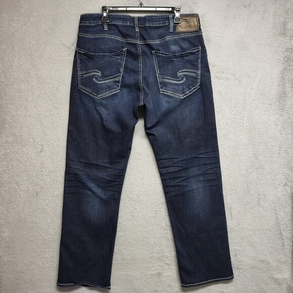 Silver Jeans Mens 34x30 Grayson Straight Whiskered Buckle Stretch Denim Casual - Picture 1 of 13